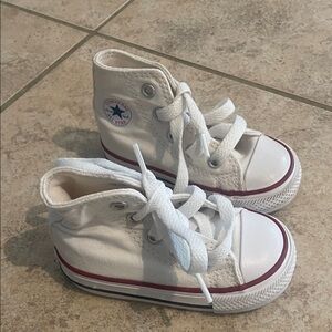 Converse Kids High-Top Sneakers - White and Red Accents